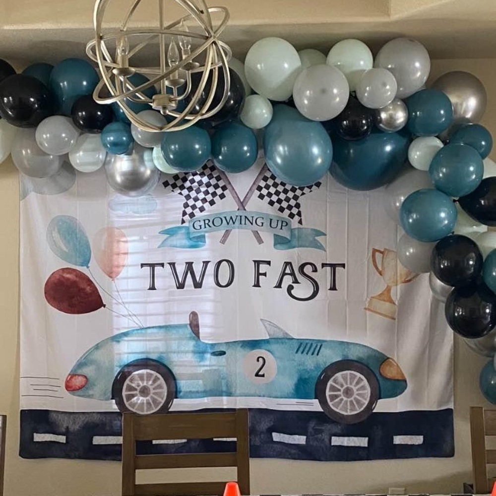 Two Fast Party Backdrop 7ftx5ft